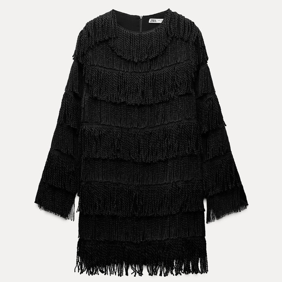 NWT ZARA FRINGE MINI DRESS ZW COLLECTION SIZE S - Picture 6 of 11